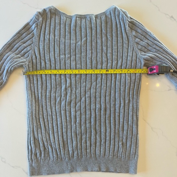 Uniqlo Ladies Light Gray Long Sleeve Cotton Cashmere Ribbed Top Sweater - Picture 2 of 5